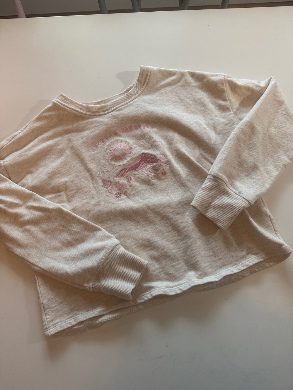 Carter's Cream Long-Sleeve Sweatshirt with Pink Graphic